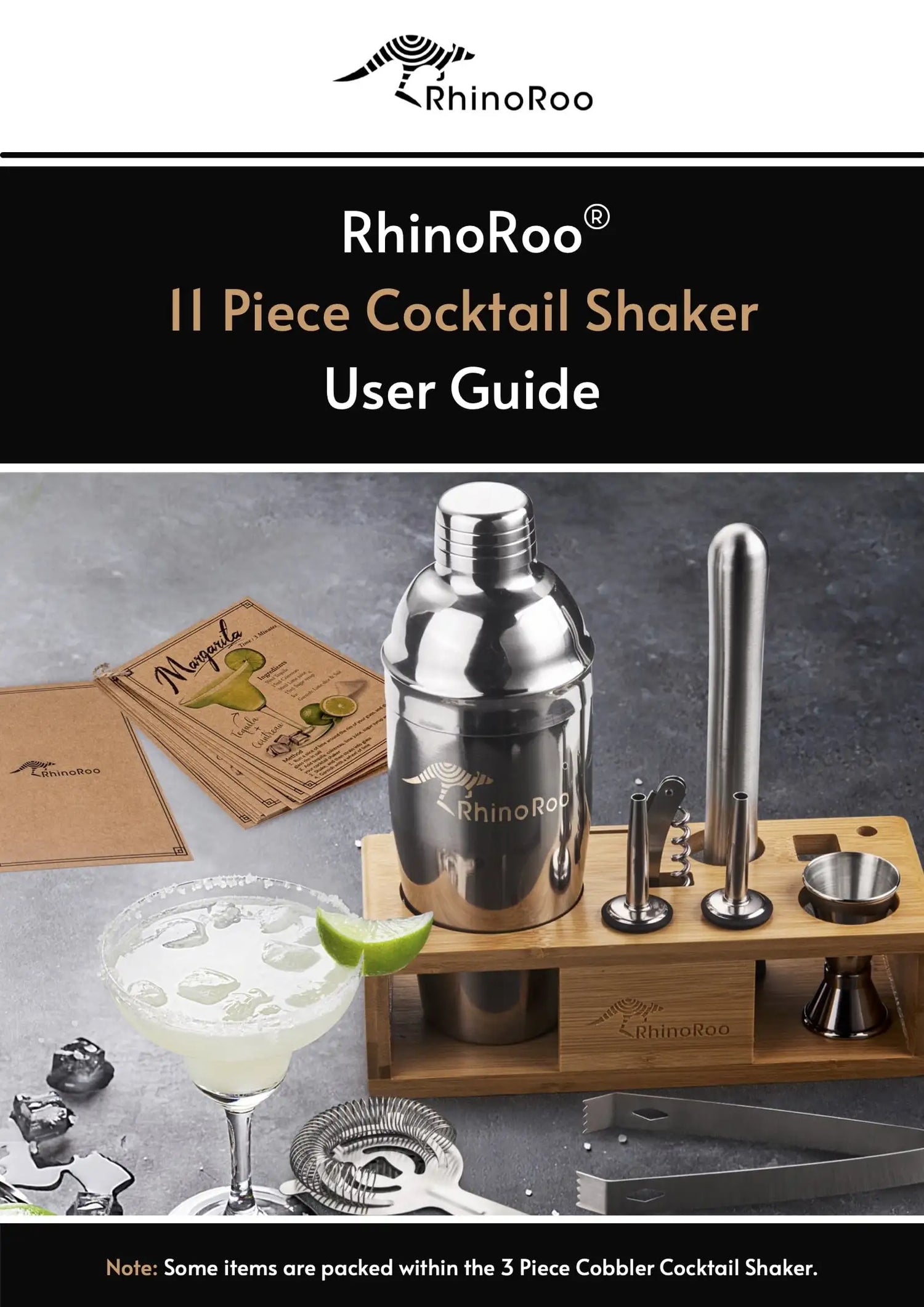 RhinoRoo Cobbler Cocktail Shaker Set Ebook User Guide